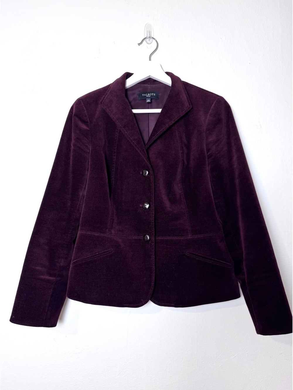 Burgundy velveteen jacket blazer fitted petite size 10P
